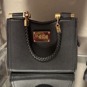 Bebe Black Satchel with Gold Details